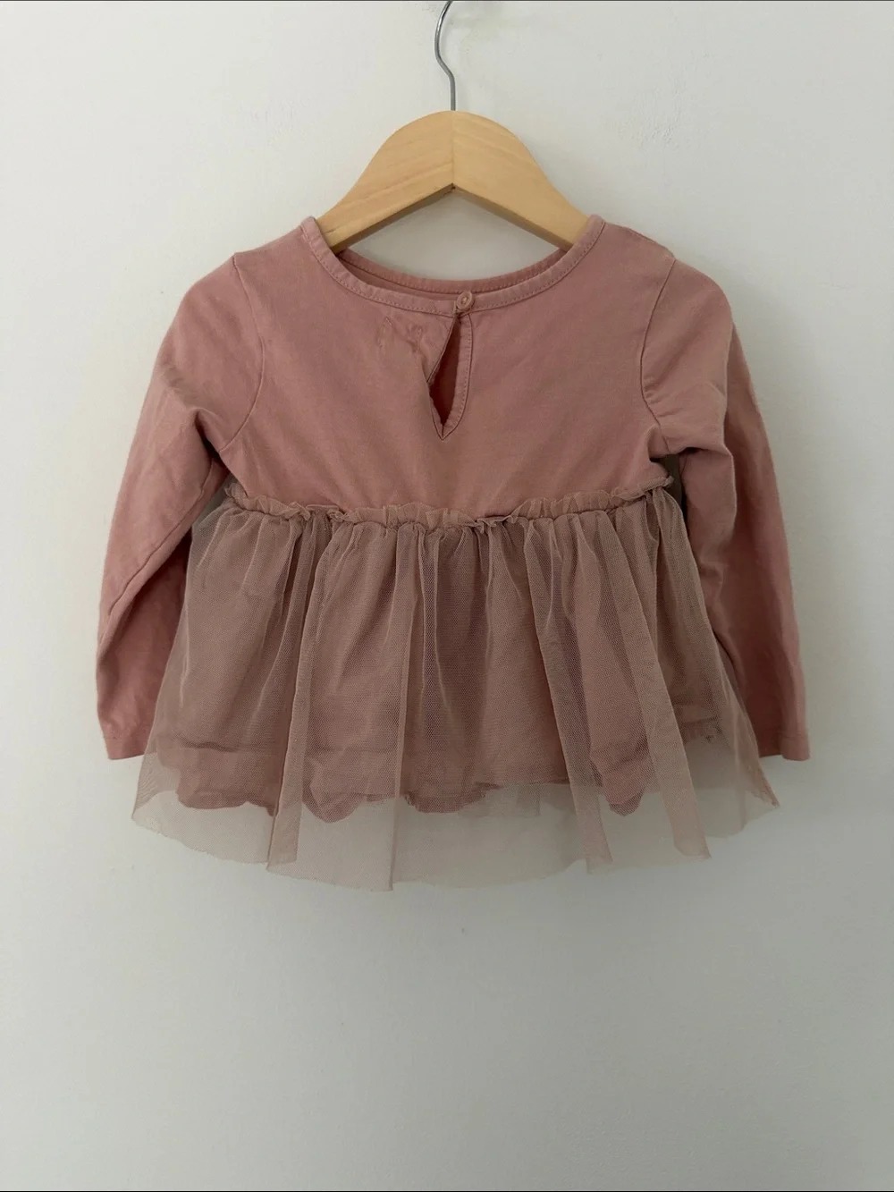 BABY GAP Girls' Dusty Rose Long-Sleeve Tulle Peplum Top ADORABLE 2T